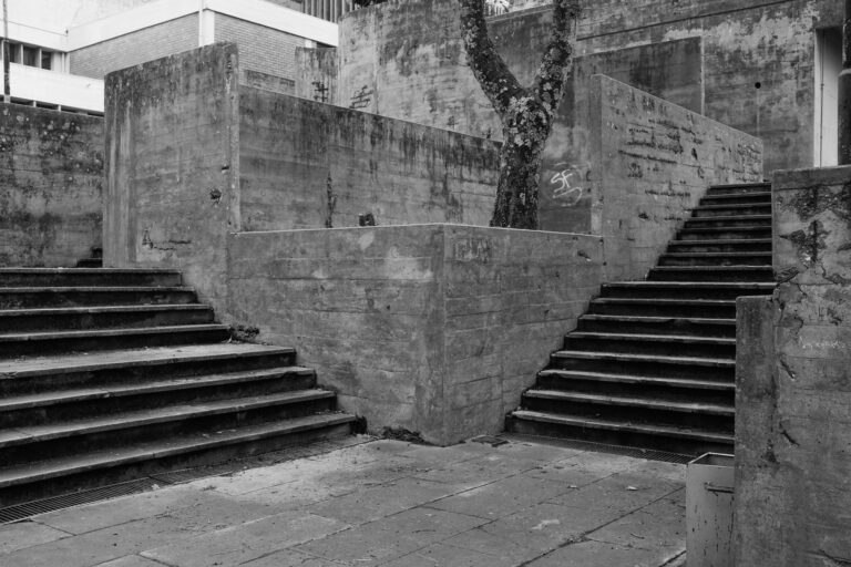 empty concrete stairways in an urban setting
